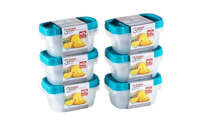 5 סט 18 קופסאות פלסטיק לחימום במיקרוגל - צבעים לבחירה