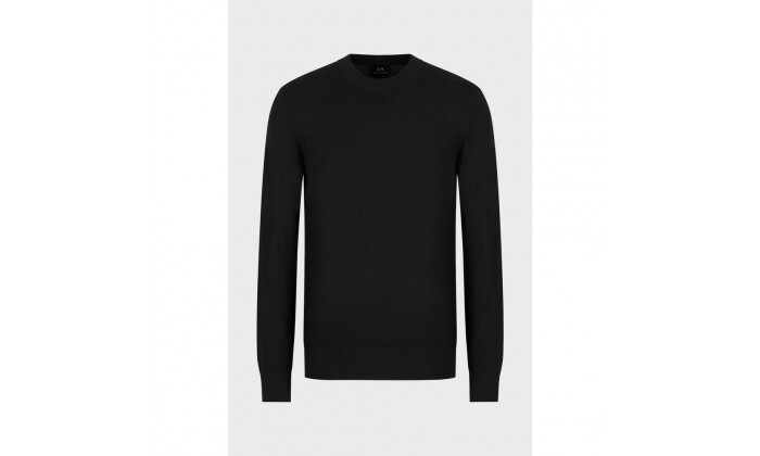 4 סוודר לגברים Armani Exchange דגם Logo Crew Neck Slim Fit בצבע שחור