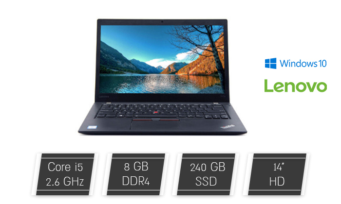 2 מחשב נייד מחודש Lenovo דגם T470s מסדרת ThinkPad ​עם מסך "14, זיכרון 8GB ומעבד i5