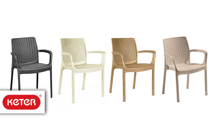 2 כתר: כיסא פלסטיק דמוי ראטן דגם באלי מונו