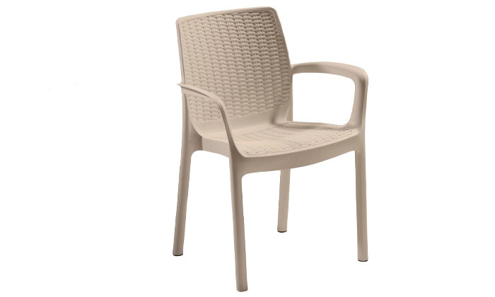 5 כתר: כיסא פלסטיק דמוי ראטן דגם באלי מונו
