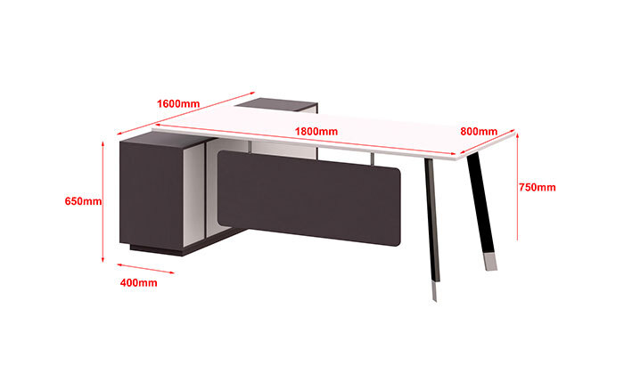 3 שולחן מחשב פינתי ברוחב 180 ס"מ Twins Design דגם סוניק