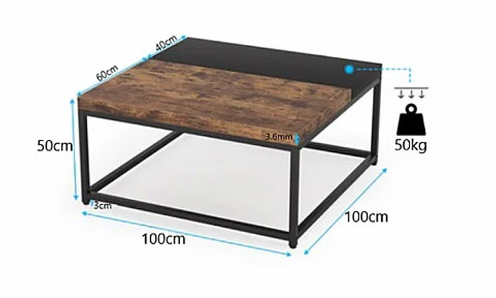 3 שולחן סלון 100x100 ס"מ Twins Design דגם כפיר
