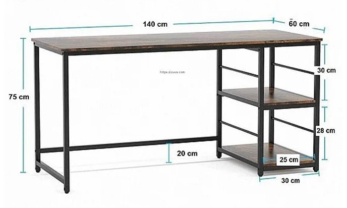 3 שולחן מחשב 140 ס"מ עם מדפי צד Twins Design דגם קייסי
