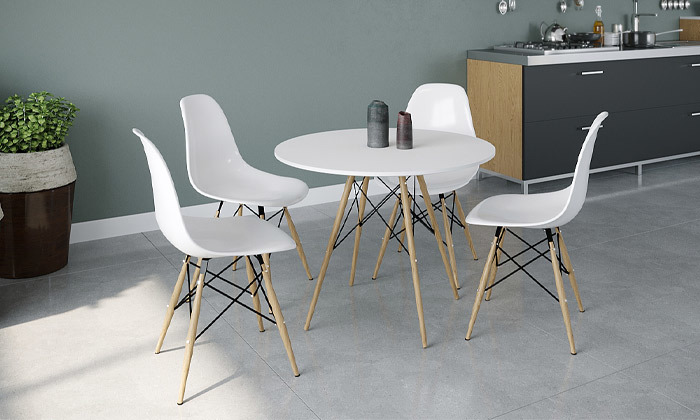 5 שולחן אוכל עגול עם אופציה ל-4 כיסאות - מידות וצבעים לבחירה
