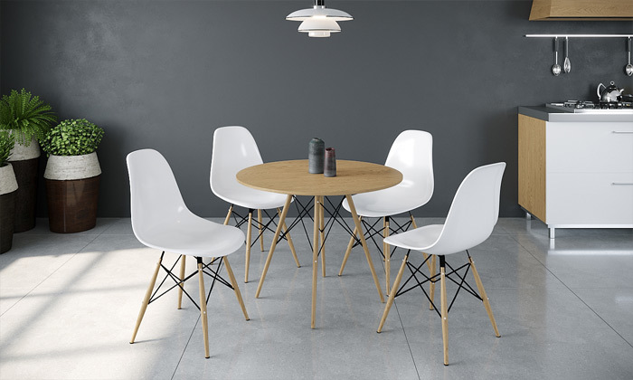 9 שולחן אוכל עגול עם אופציה ל-4 כיסאות - מידות וצבעים לבחירה
