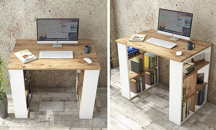 3 שולחן מחשב עם מדפים Twins Design דגם תום - צבע לבחירה
