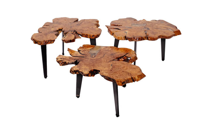 3 שולחן סלון מעץ זית
