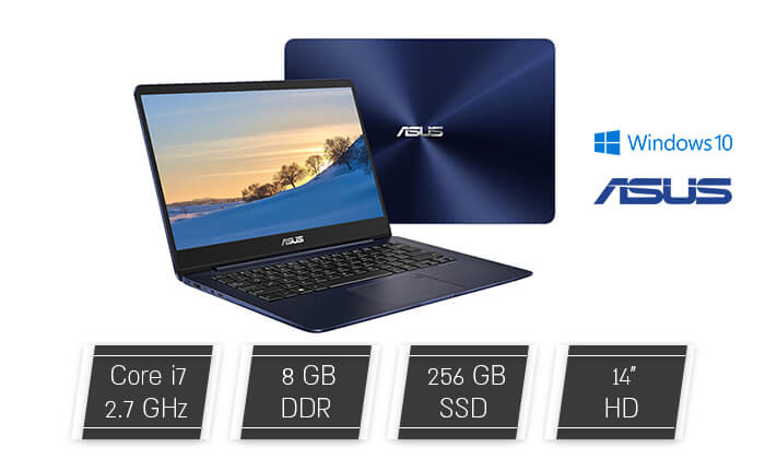 4 מחשב נייד חדש ASUS דגם ZenBook עם מסך "14, זיכרון 8GB ומעבד i7 - משלוח חינם