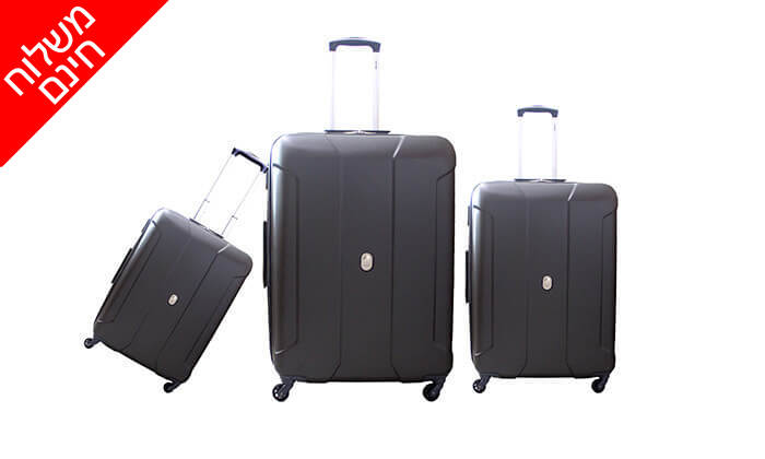 3 סט שלוש מזוודות קלות משקל 19, 24 ו-28 אינץ' - צבע לבחירה ומשלוח חינם