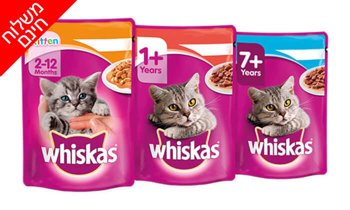 3 אניפט: 24 יחידות מעדן לחתולים Whiskas 