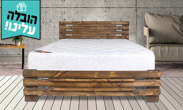 4 אולימפיה: מיטה מעץ מלא דגם 5008 עם מזרן