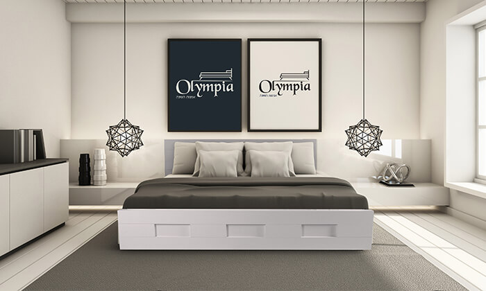 3 מיטת Olympia עם משענת ראש ומזרן 