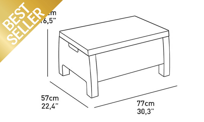6 כתר: מערכת ישיבה בעיצוב דמוי ראטן כולל שולחן אחסון
