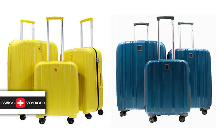 1 סט 3 מזוודות קשיחות SWISS בגודל 20, 26 ו-30.5 אינץ', דגם Paradis