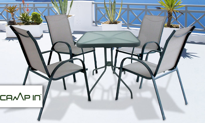 2 מערכת ישיבה לגינה עם שולחן ו-4 כיסאות