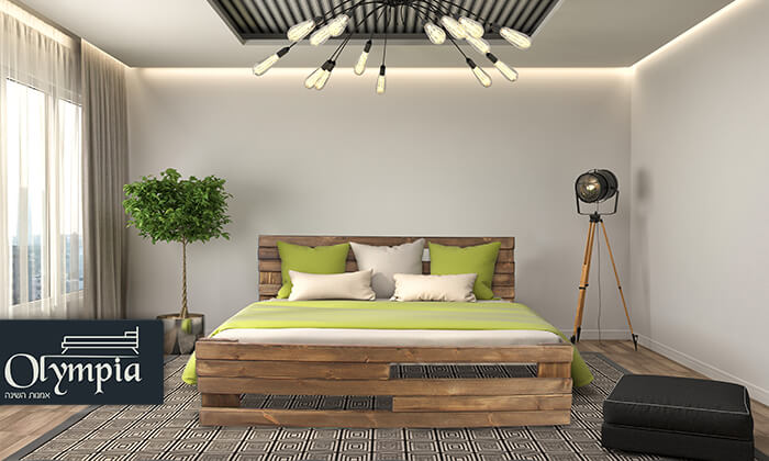 1 אולימפיה: מיטה מעץ מלא עם מזרן - צבעים לבחירה