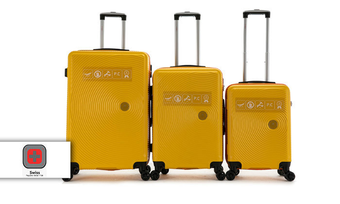 2 סט 3 מזוודות קשיחות SWISS ALPS במבחר צבעים