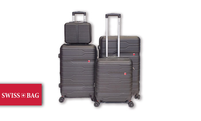 סט 3 מזוודות קשיחות SWISS BAG במבחר צבעים, כולל תיק מתנה