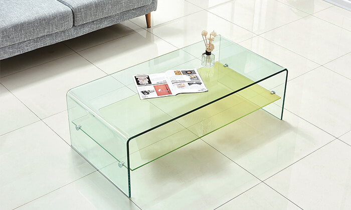 3 שולחן סלון מזכוכית עם מדף תחתון