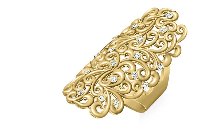 7 טבעת יהלומים בעיצוב וינטג' 14K של GOLDIAM - משלוח חינם
