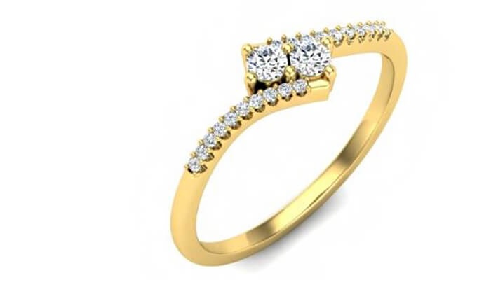 3 טבעת יהלומים עדינה 14K של GOLDIAM - משלוח חינם