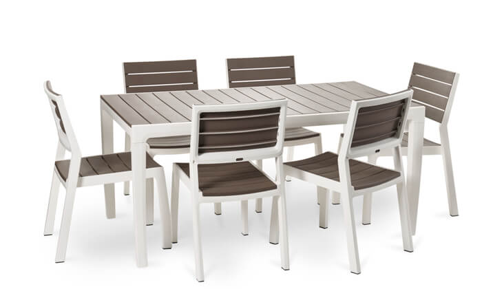 3 כתר: שולחן ושישה כיסאות לגינה