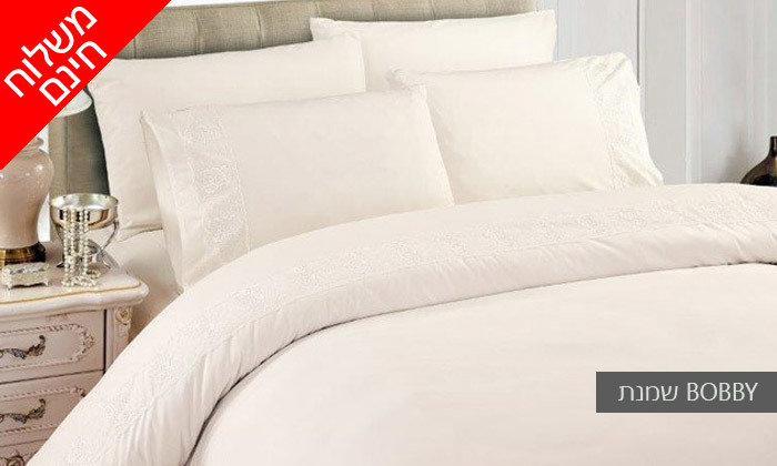 18 סט מצעים משולב תחרה למיטת יחיד או זוגית במבחר צבעים 