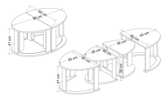 7 שולחן סלון אובלי TUDO DESIGN דגם  ANTELLA