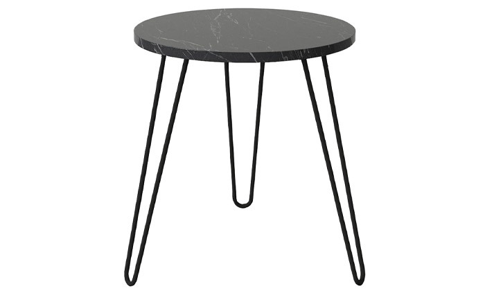 3 שולחן צד דמוי שיש עם רגלי סיכה, דגם BAREL - משלוח חינם
