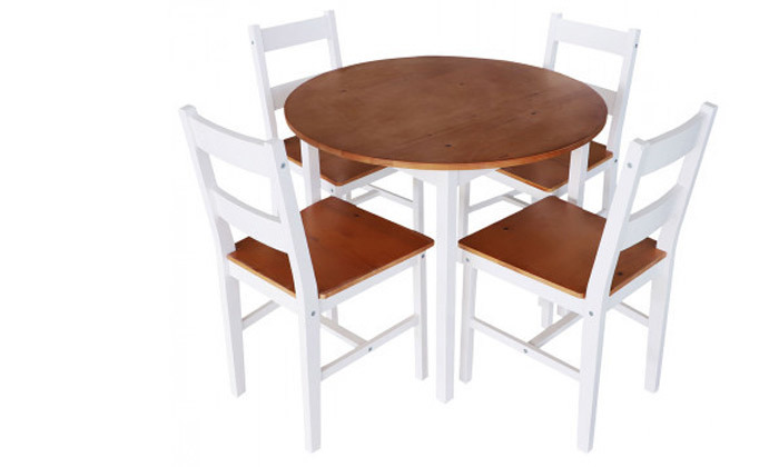 5 פינת אוכל: שולחן עגול ו-4 כיסאות BRADEX - משלוח חינם