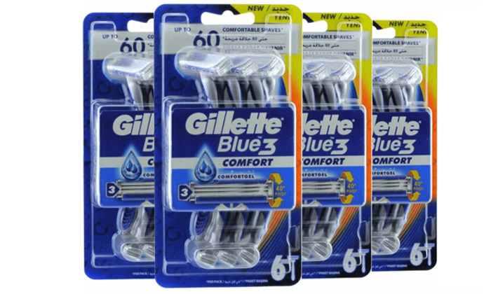 3 מארז 52 סכיני גילוח ג'ילט Gillette Blue