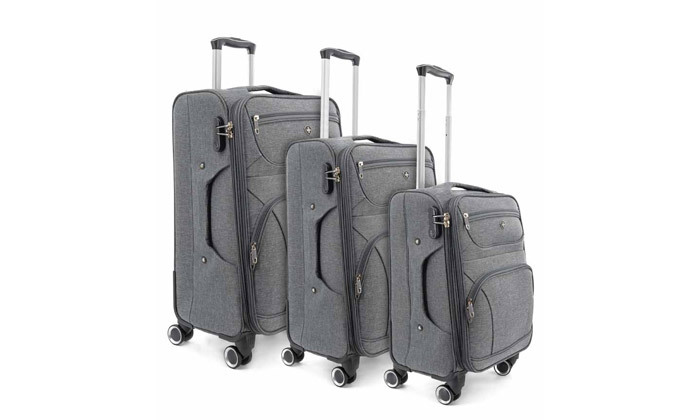 4 סט 3 מזוודות 20, 24 ו-28 אינץ' SWISS METRO BRIEF, כולל תיק רחצה מתנה