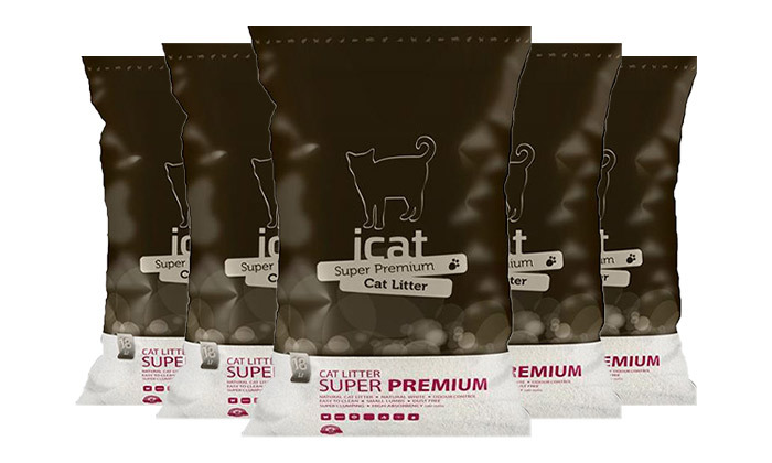 4 מארז חמישה שקים של חול מתגבש לחתול ICAT