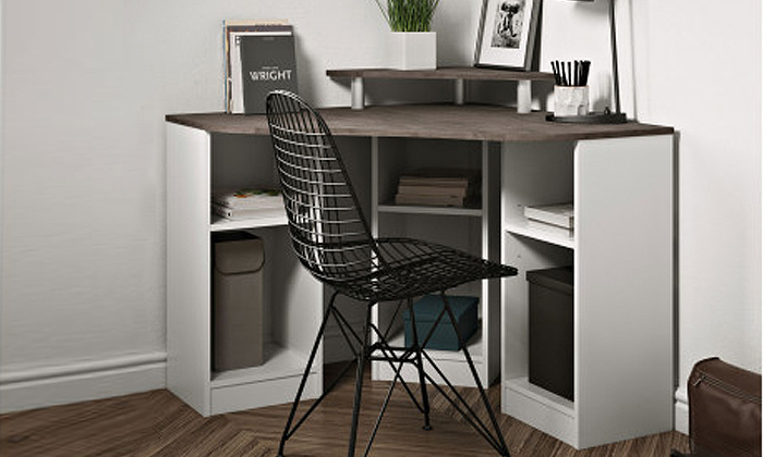 9 שולחן עבודה פינתי עם תאי איחסון