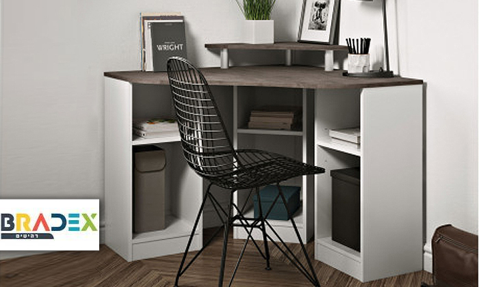 2 שולחן עבודה פינתי עם תאי איחסון