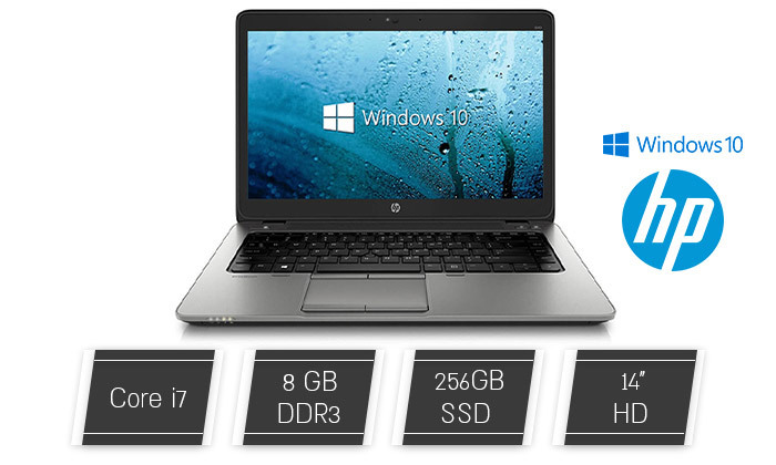 2 מחשב נייד מחודש HP דגם 840G3 עם מסך "14, זיכרון 8GB ומעבד i7, כולל תחנת עגינה