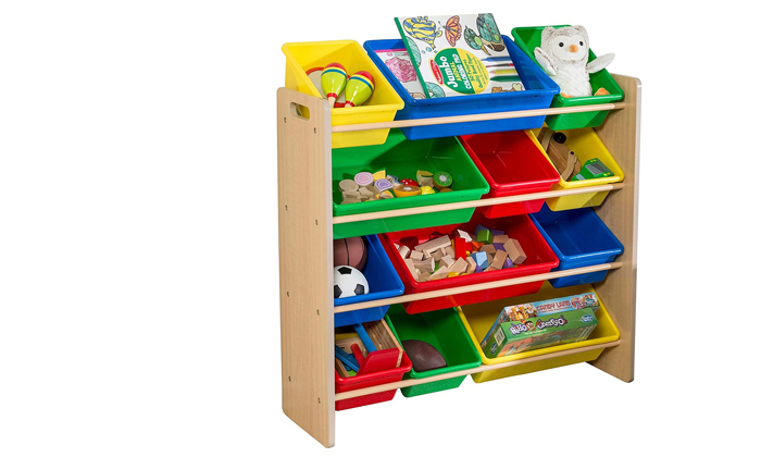 4 ארגונית צעצועים לחדר ילדים כולל 12 קופסאות אחסון honey can do,  דגם SRT-01602