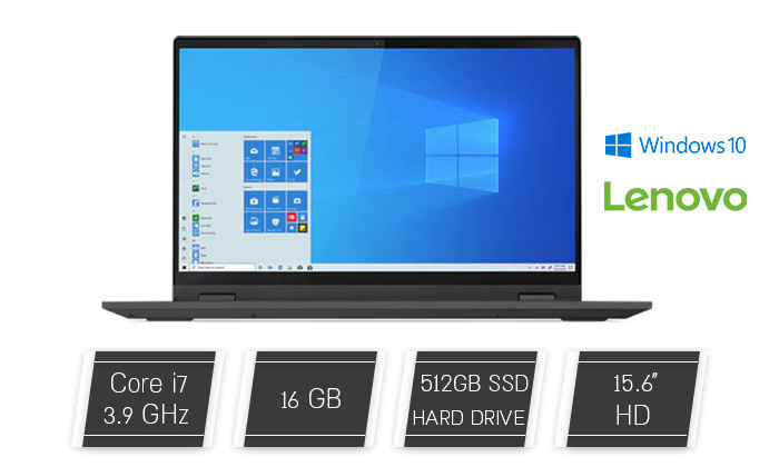 1 מחשב נייד Lenovo מעודפים FLEX עם מסך מגע "15.6, זיכרון 16GB ומעבד i7 דור 11, כולל אוזניות ספורט מתנה