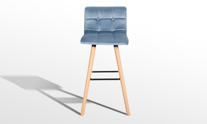 6 כיסא בר מרופד קטיפה GAROX דגם מרי - צבע לבחירה