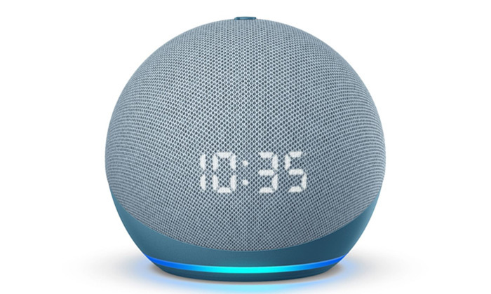 6 רמקול חכם (2020) Echo Dot 4nd Generation כולל שעון מואר ועוזרת קולית Alexa Amazon - משלוח חינם