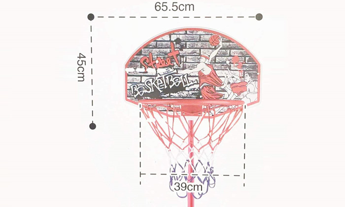 5 מתקן כדורסל מתכוונן עד גובה 2.6 , כולל כדור ומשאבה 