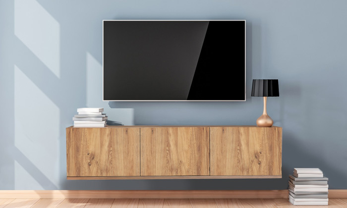 4 מזנון טלוויזיה צף 3 דלתות בגוון עץ או לבן לבחירה Tudo Design 