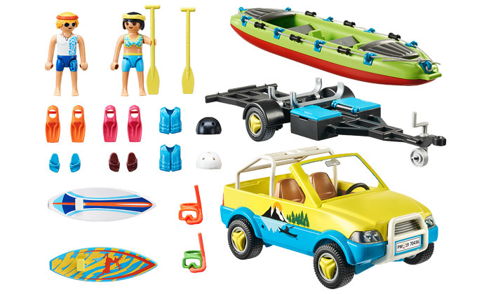 3 פליימוביל playmobil: רכב חוף עם קאנו - 88 חלקים