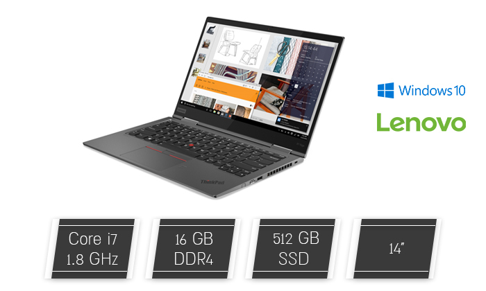 3 Lenovo: מחשב נייד מחודש לנובו דגם X1 Yoga Gen2 מסדרת ThinkPad עם מסך מסתובב "14, זיכרון 16GB ומעבד i7