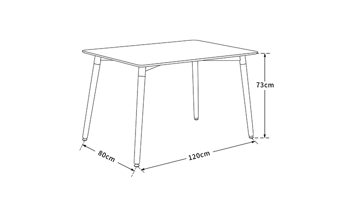 4 שולחן אוכל עם רגלי עץ ומשטח בצבע לבחירה
