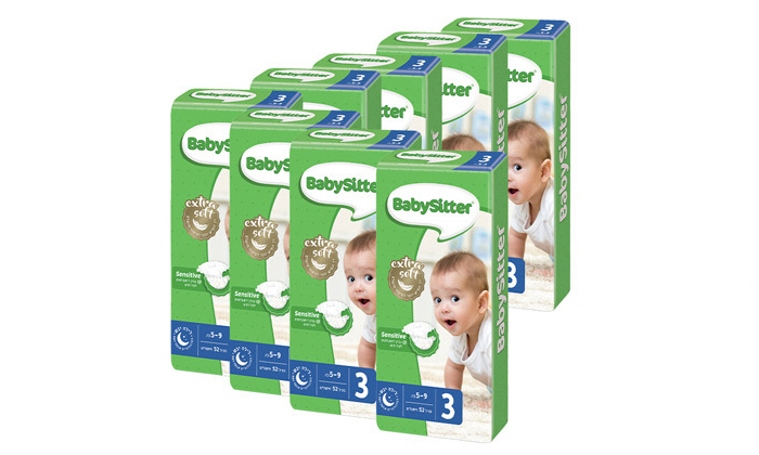 6 מארז 8 חבילות חיתולי בייביסיטר Babysitter