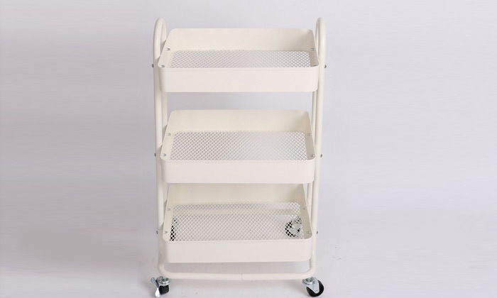 4 עגלת אחסון ממתכת עם 3 סלסילות