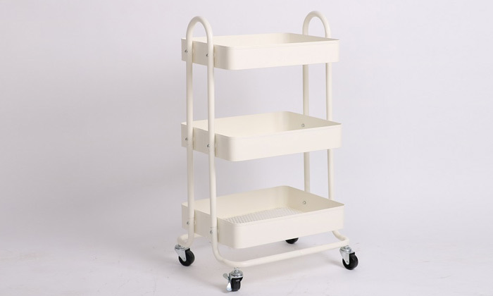 6 עגלת אחסון ממתכת עם 3 סלסילות