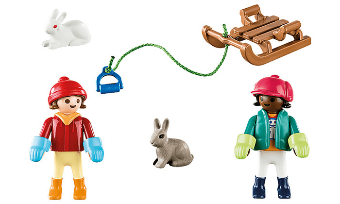 3 פליימוביל Playmobil: ילדים עם מזחלת